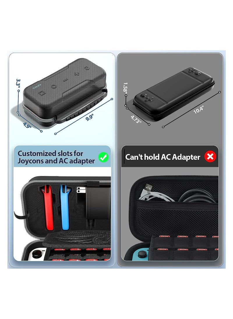 Intag - OIVO Switch OLED Carrying Case Compatible with Nintendo Switch/OLED Model Portable Switch Travel Carry Case Fit for Joy Con and Adapter Hard Shell  Switch Pouch Case with 20 Games Grey Black - Image 1