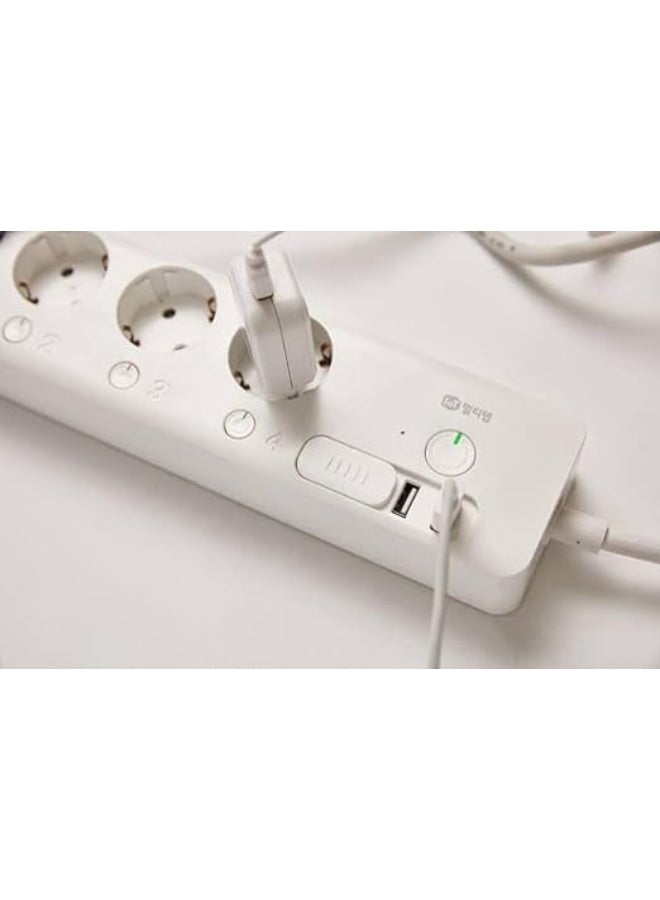 مشترك كهرباء نحاسي 16 أمبير مع 4 منافذ كهرباء ومنفذي USB، كابل بطول 2 متر - Image 1