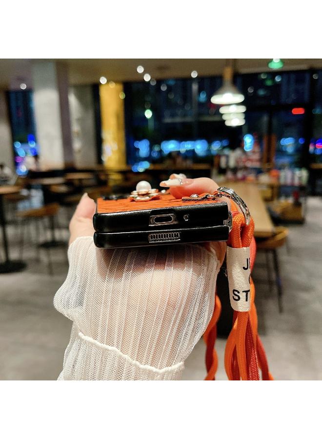 S-TOP Case For Samsung Galaxy Z Fold4 5G Impression Camellia Pattern Protective Phone Case with Long Lanyard - Image 5