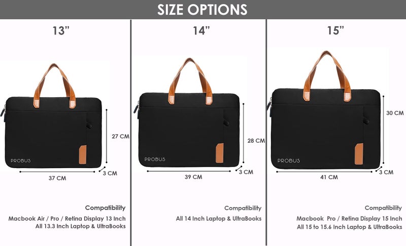 Probus Polyester Travel Laptop Sleeve Case Cover Bag (13 Inch, Black) - Image 5