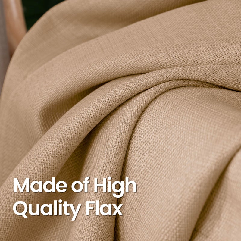 BGment Short Curtains for Bedroom 45 inch Length Faux Linen Curtains for Small Window Grommet Non-See Through Privacy Light Filtering Burlap Textured Kitchen Window 2 Panels 52 x 45 Inch Tan - Image 5