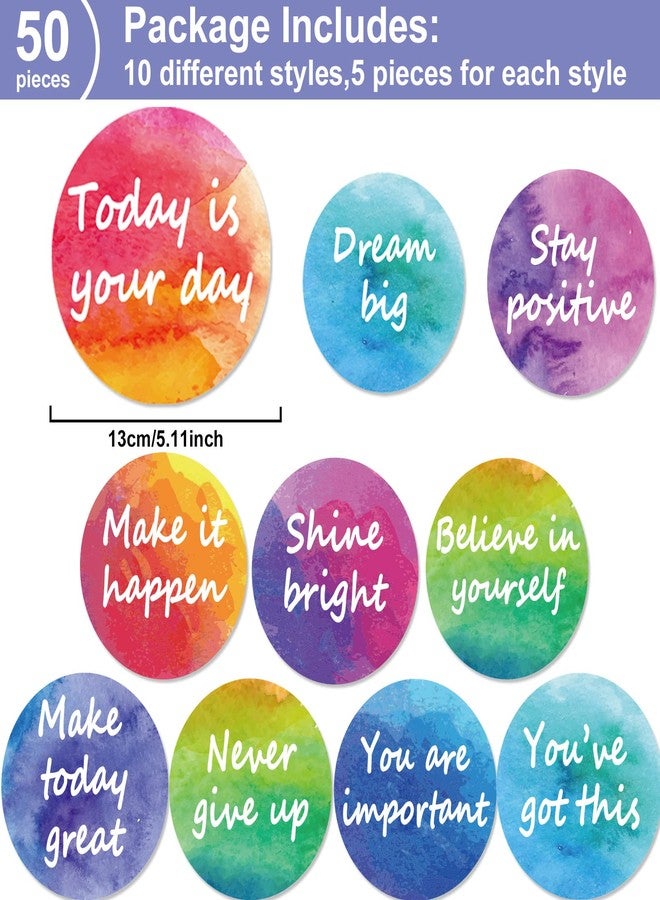 Wiooffen 50pcs Positive Sayings Accents Watercolor Motivational Classroom Cutouts Decors Growth Mindset Chips Inspirational Quotes Bulletin Board Class Door Decorations - Image 2