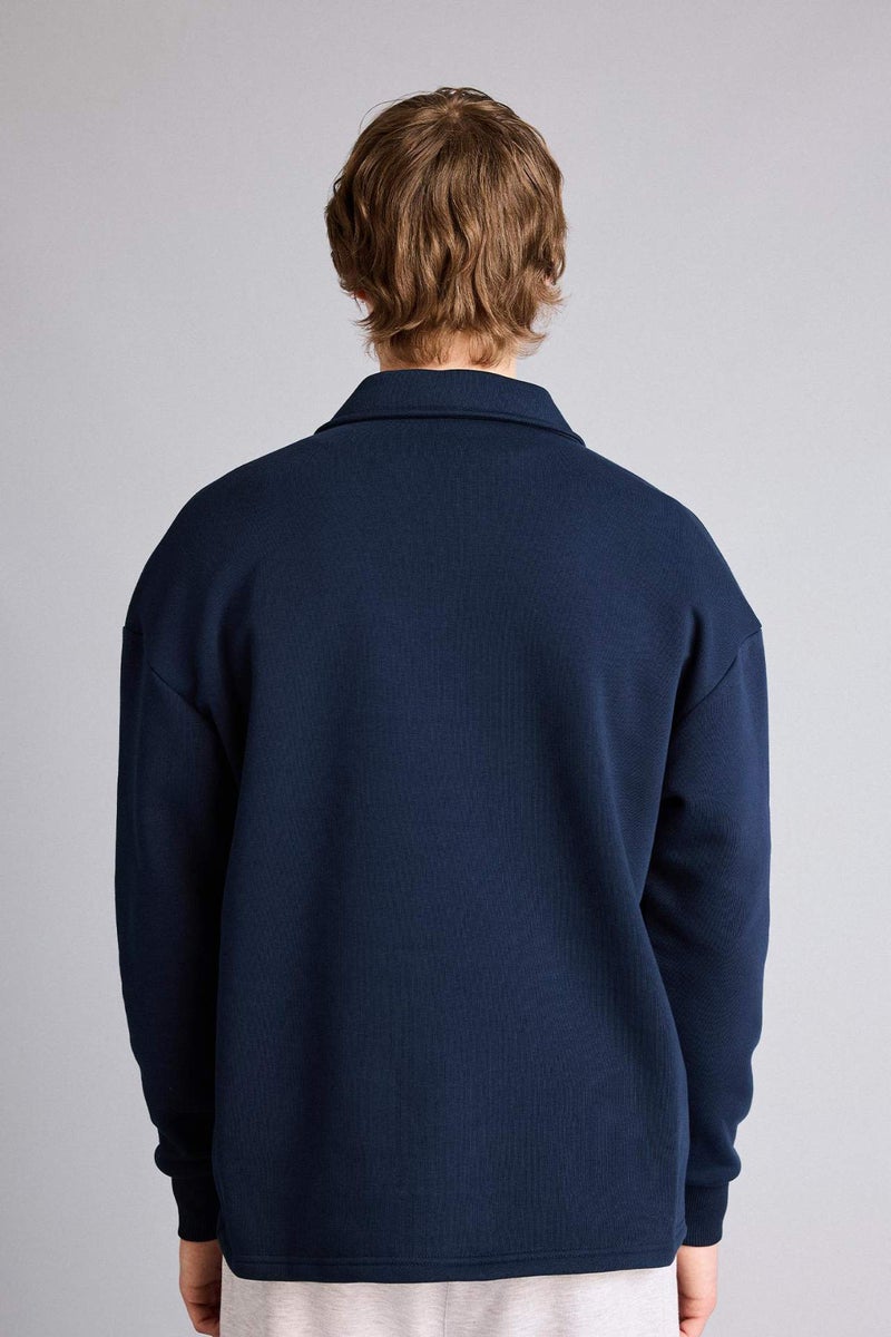 DeFacto Boxy Fit Polo Collar Sweatshirt - Image 4