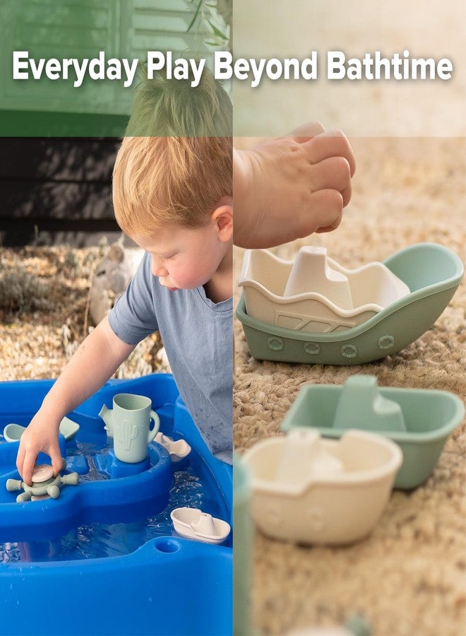 Haakaa Nautical Silicone Baby Bath Toys Set, Food Grade Silicone Bathtub Toys for Toddlers, Mold-Free Stacking Boats & Spinner Toy & Pouring Cup, BPA Free Floating Tub Toys for Baby 6M+ - Image 3