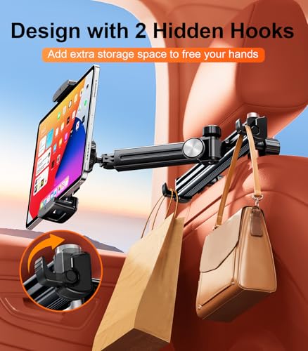 HIYJEN Extension Arm Tablet Holder for Car Headrest Adjustable iPad Holder for Car Backseat Rear Facing for Kids Baby Car Mount Fit for 4713 Cell Phone iPad mini Air Pro 129 Switch Fire Black - Image 3