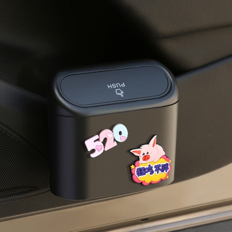 Car Trash Can Hanging Door Storage Organizer Multi-functional Front Seat Car Trash Bin with Umbrella Holder, Car Interior Decor