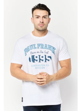 Men Crew Neck Short Sleeves Graphic Print T-Shirt, White