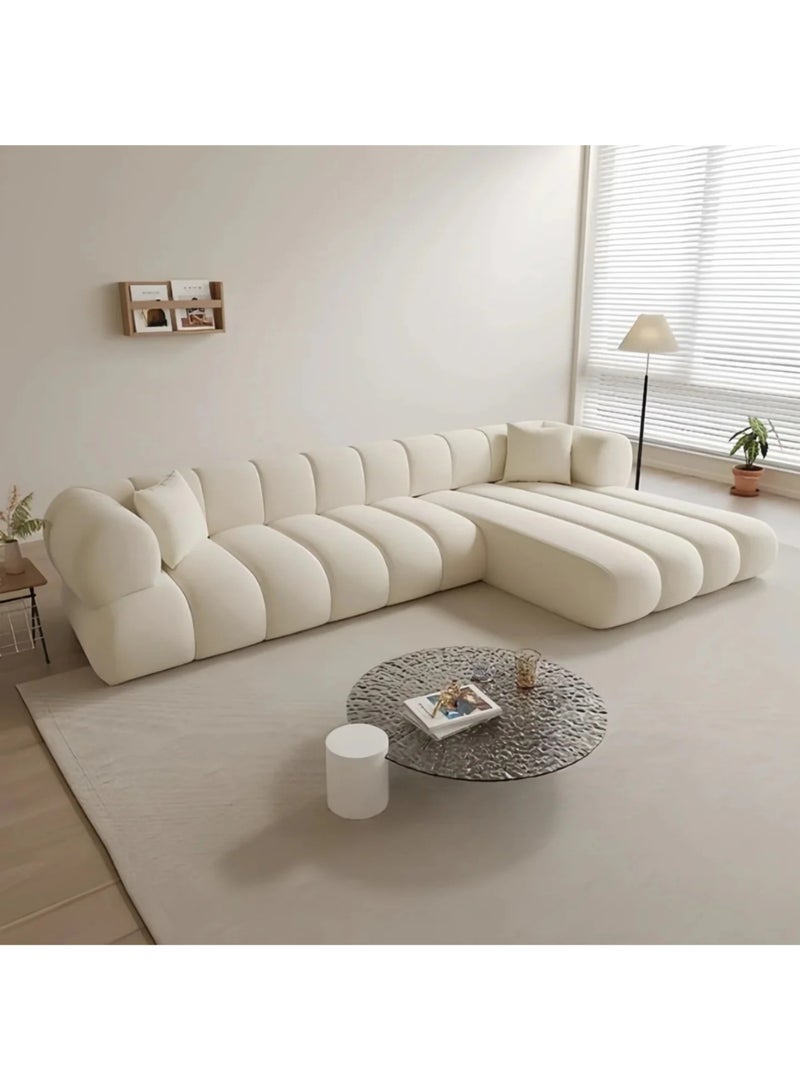 KARNAK Karnak Paris Fleece Fabric Overstuffed Multifunction L-shaped Sofa Chair Set - WHITE (270cm)  - Image 1