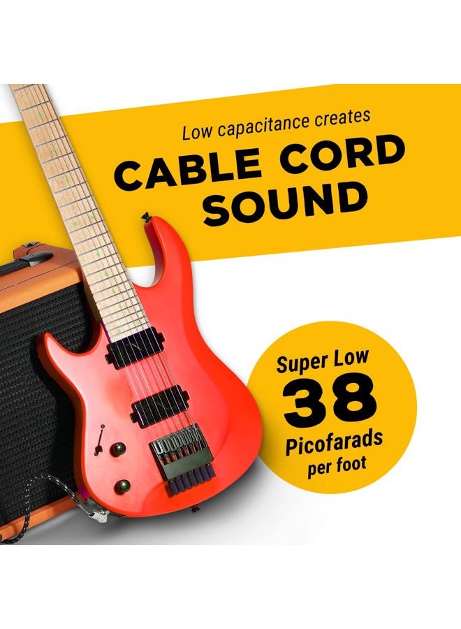 GLS Audio 20 Foot Guitar Instrument Cable - Right Angle 1/4-Inch TS to Straight 1/4-Inch TS 20 FT Black Gray Tweed Cloth Jacket - 20 Feet Pro Cord 20' Phono 6.3mm - Single - Image 5