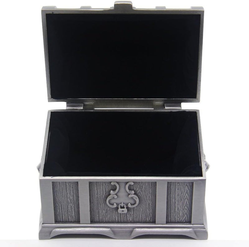 AVESON Rectangle Vintage Metal Treasure Chest Trinket Jewelry Box Gift Box Ring Case for Girls Ladies Women, Medium, Tin Color - Image 4