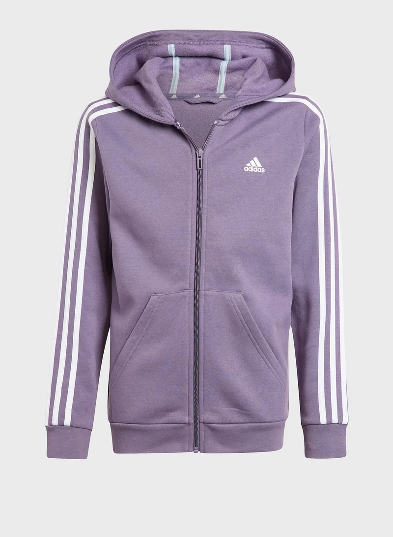 Adidas Essentials 3-Stripes Fleece Full-Zip Hoodie