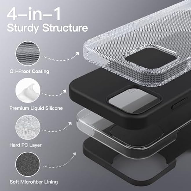 JETech Silicone Case for iPhone 1212 Pro 61Inch SilkySoft Touch FullBody Protective Phone Case Shockproof Cover with Microfiber Lining Black - Image 3