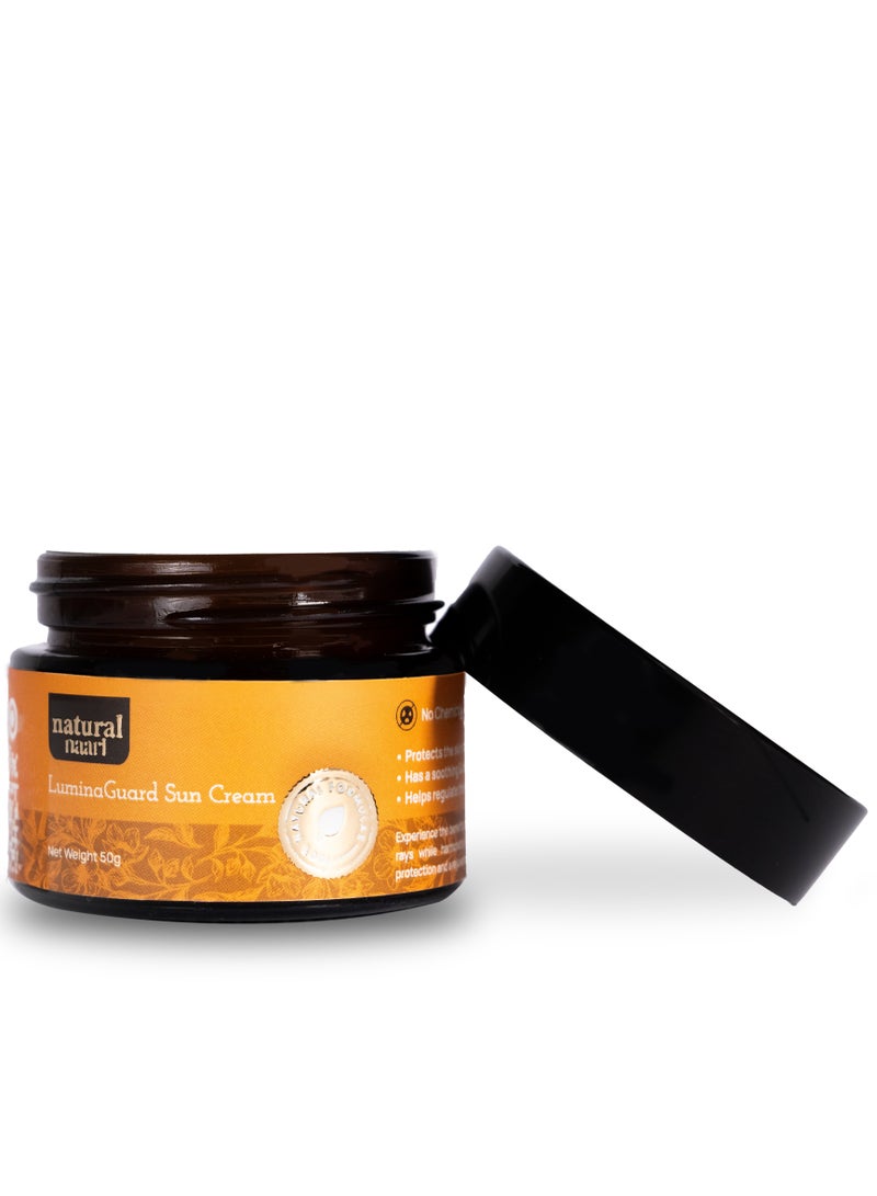 NATURAL NAARI LuminaGuard Sun Cream SPF 50+, PA++, Moisturizer Sun Screen Cream For Face For All Skin Types UVA And UVB Protection 50 Gram - Image 1
