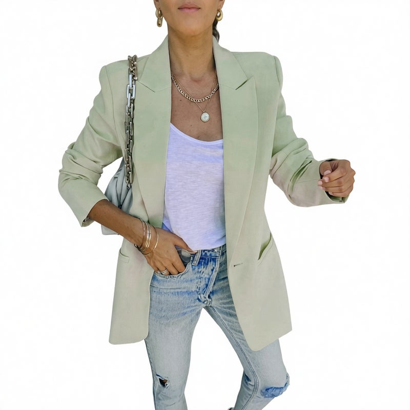 Women's Long Sleeve Notch Lapel Blazer Jacket