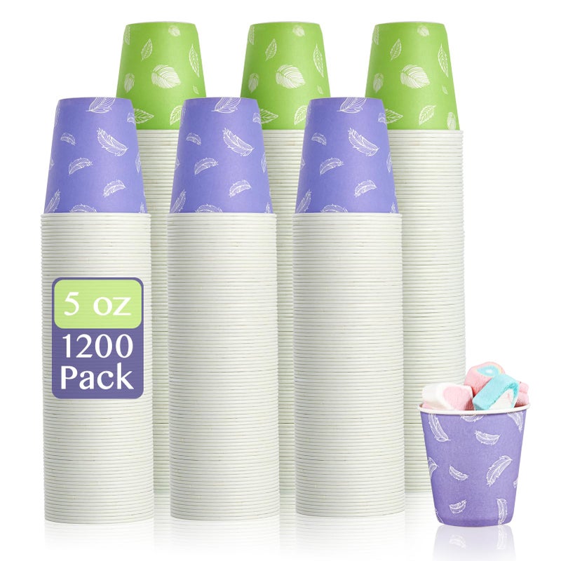 LITOPAK 1200 Pack 5 oz Paper Cups Colorful Samll Disposable Paper Bathroom Cups for Parties Travel and Events
