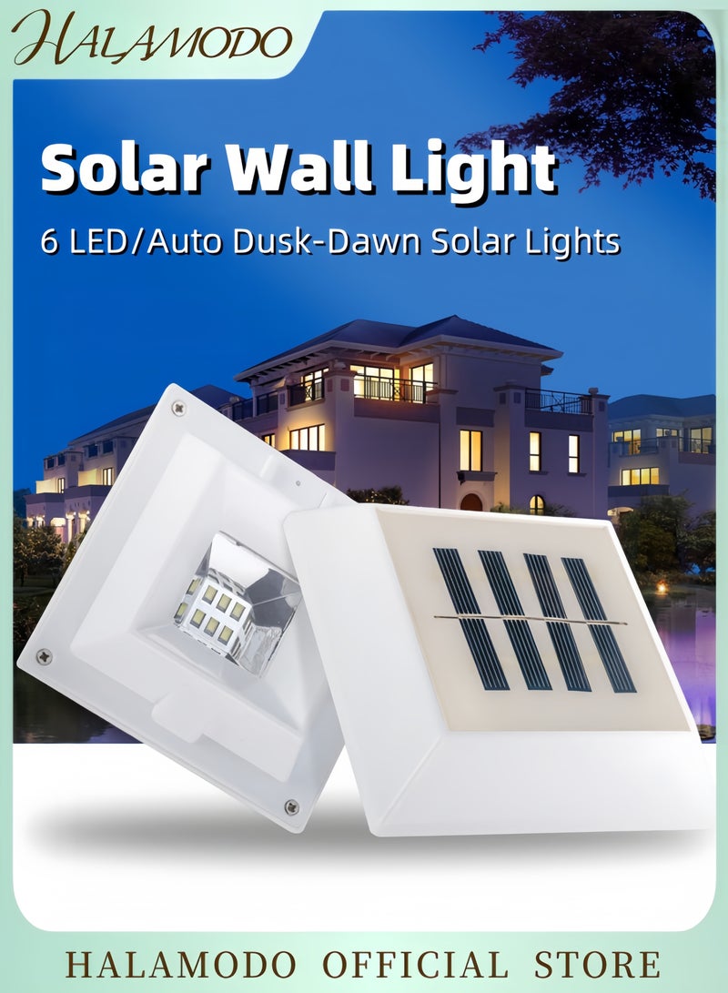 HALAMODO 6 LED Waterproof Solar Powered Wall Light White/Black  - Image 1