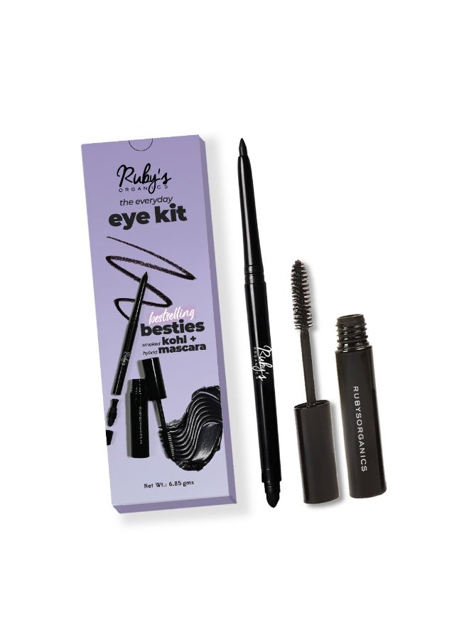 Ruby's Organics Kohl and Mascara Beauty Gift Kit for Women- Long-Lasting Intense Pigment, Smudge Proof, Everyday Eye Makeup Kajal, 100% Natural & Non-Toxic, Eye-Friendly, Daily Use - Black (Combo Pack of 2) - Image 1