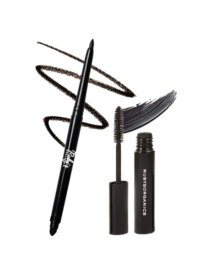 Ruby's Organics Kohl and Mascara Beauty Gift Kit for Women- Long-Lasting Intense Pigment, Smudge Proof, Everyday Eye Makeup Kajal, 100% Natural & Non-Toxic, Eye-Friendly, Daily Use - Black (Combo Pack of 2) - Image 2