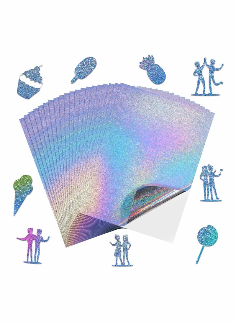 KASTWAVE Holographic Printable Vinyl Sticker Paper, Dries Quickly Waterproof Sticker Paper 20Pcs (Dot) - Image 1