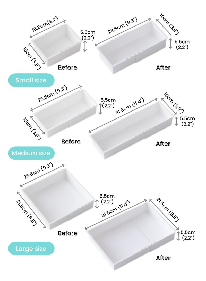 Generic 3Pcs Expandable Stackable Drawer Storage Box, Storage Container Kitchen Tableware Closet Clothes ,Storage Cabinet,Large,Medium,Small free combination,Eco-friendly and Thickened material, Anti-slip b  - Image 3