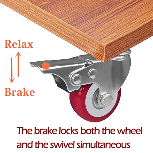 ABSLIMUS 2 inch Casters Load 800lbs, Set of 4 with Brake, Advanced Polyurethane (PU) Floor Protection, Noise-Free 360 Degree Swivel Plate, Set of 4 (Includes Complete Screws Sets with Accessories) - Image 3