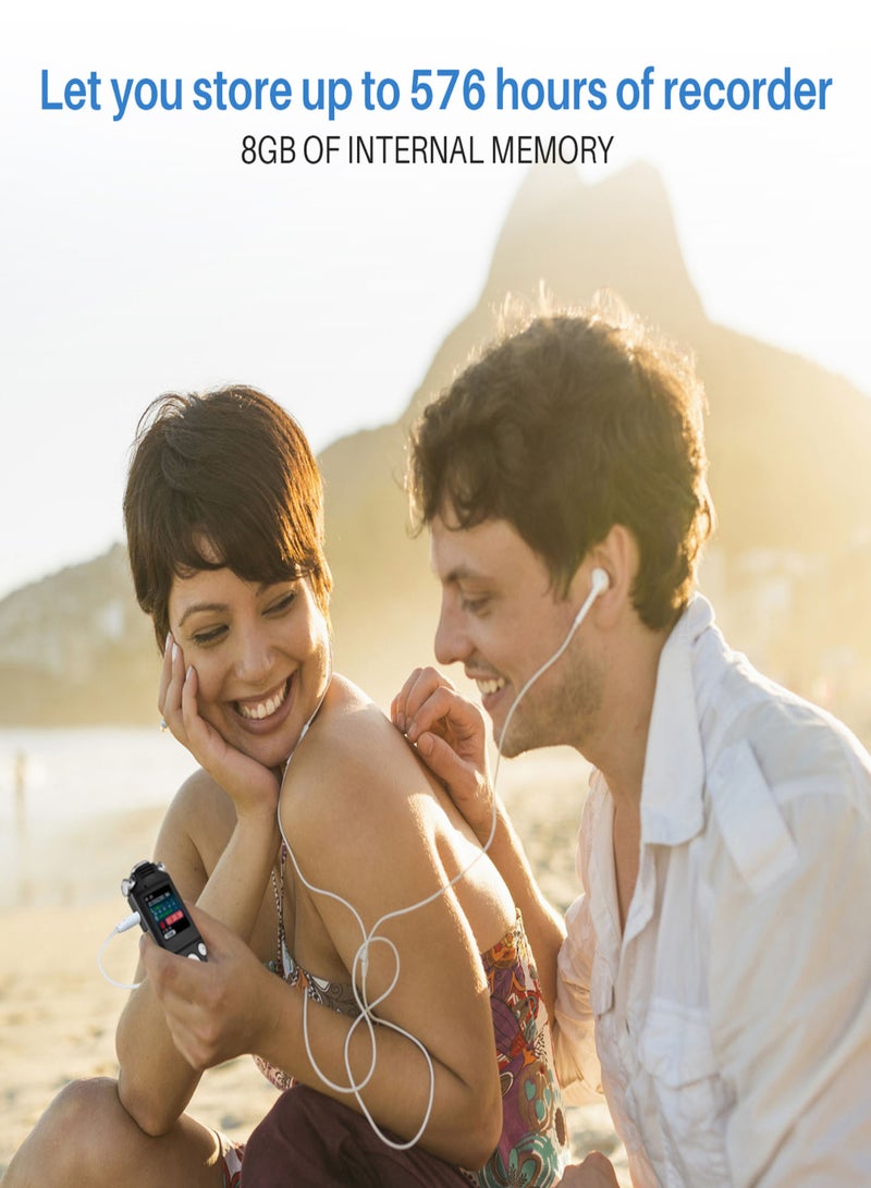 8GB Voice Recorder Noise Canceling Audio Recorder Double Microphone for HD Voice Activated Recording Metal Case - Image 3