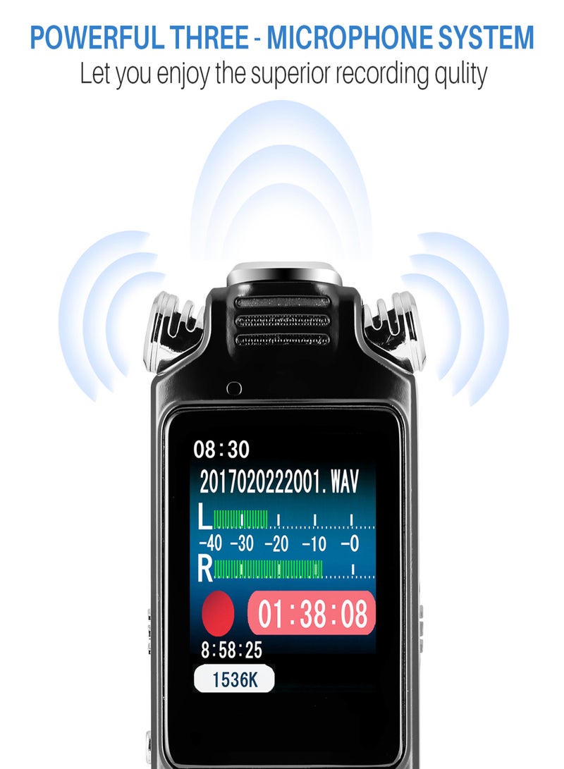 8GB Voice Recorder Noise Canceling Audio Recorder Double Microphone for HD Voice Activated Recording Metal Case - Image 5