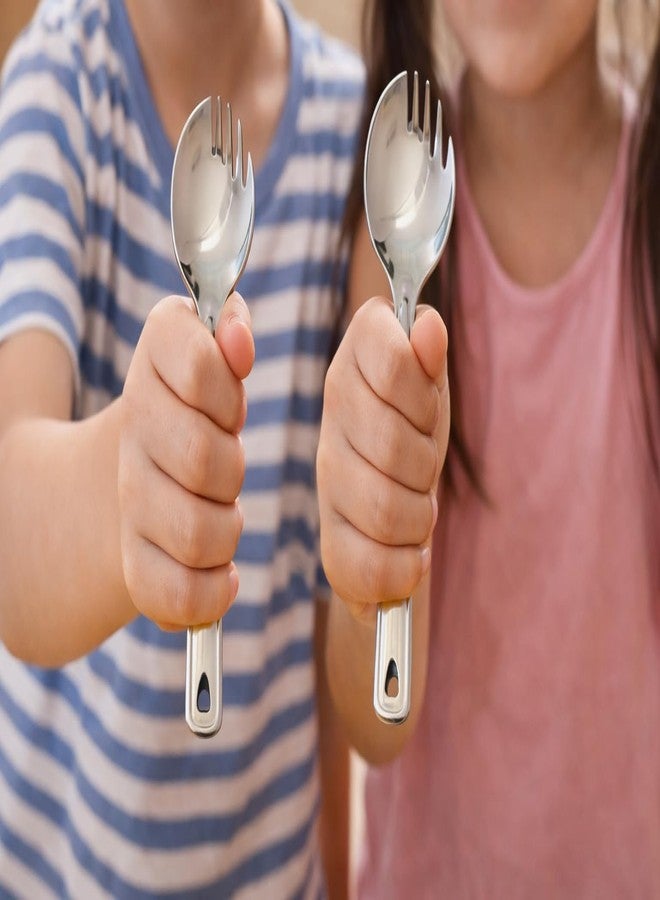 ANVIKA Stainless Steel Spork Spoon for Kids & Adults | 2-in-1 Spoon Fork | Mini Compact Travel Cutlery | Durable & Rustproof 12cm - Image 1