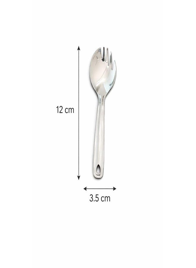 ANVIKA Stainless Steel Spork Spoon for Kids & Adults | 2-in-1 Spoon Fork | Mini Compact Travel Cutlery | Durable & Rustproof 12cm - Image 2