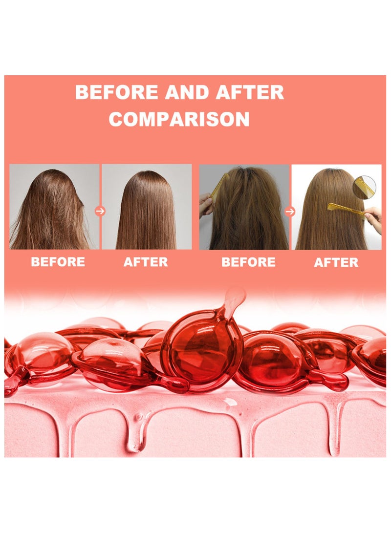 SYOSI Capsules for Hair Care, 2 Bottles 30PCS Hair Oil Serum, Moisturizing Anti Frizz Hair Break Repair Essential Oil for Hair Repair and Care, Improves Dryness and Frizz (Rose Red,Yellow)  - Image 5