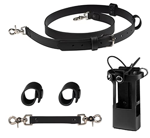 Perfect Fit Shield Wallets Perfect Fit firefighter radio strap and holder leather Bundle Set Includes radio holster, strap, sway strap, cord keepers - Image 1