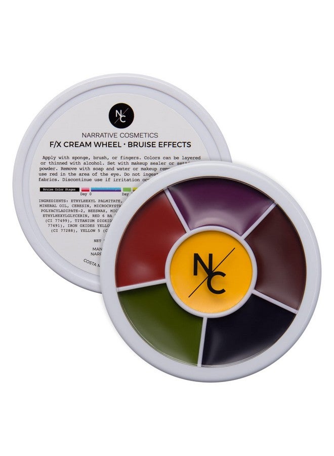 ناراتيف كوزمتيكس عجلة كدمات Narrative Cosmetics بستة ألوان، لوحة مكياج كريمية احترافية بتأثيرات صوتية مع إسفنجات إسفنجية للمسرح والأفلام والأزياء وحفلات التنكر - Image 1