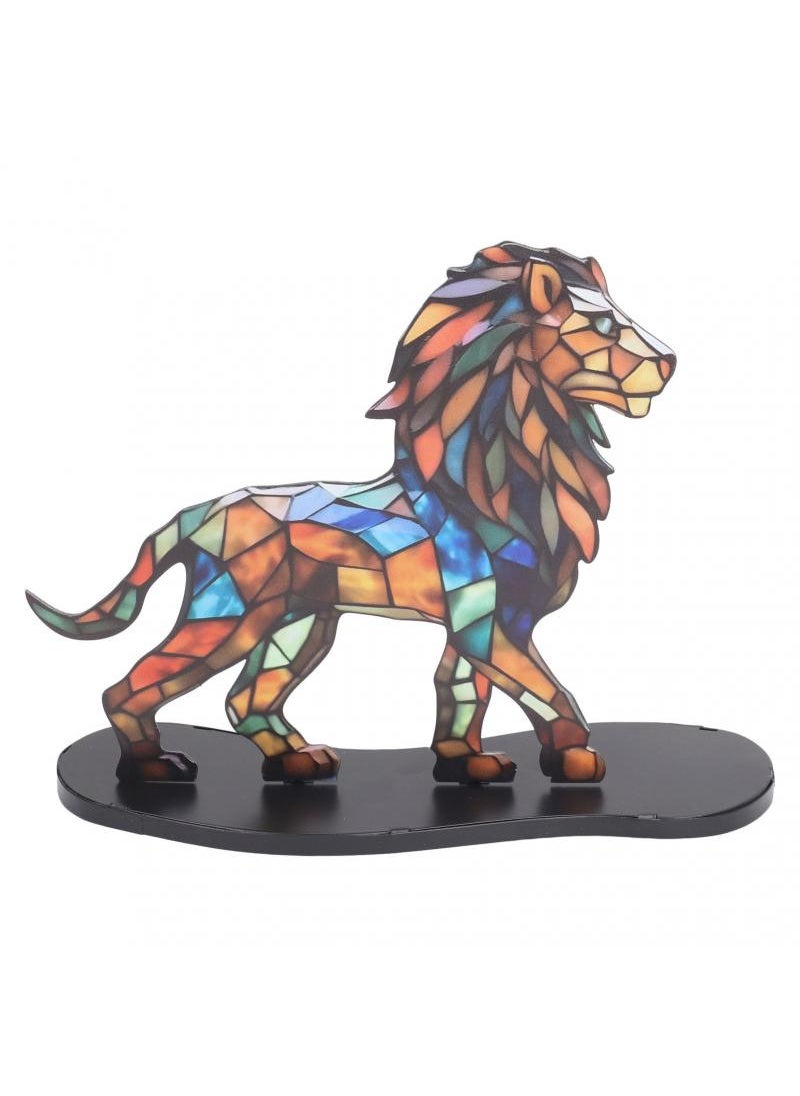 Y&D Wildlife Metal Art Base Desktop Decorations Flat Decorative Ornaments-Lion  - Image 2