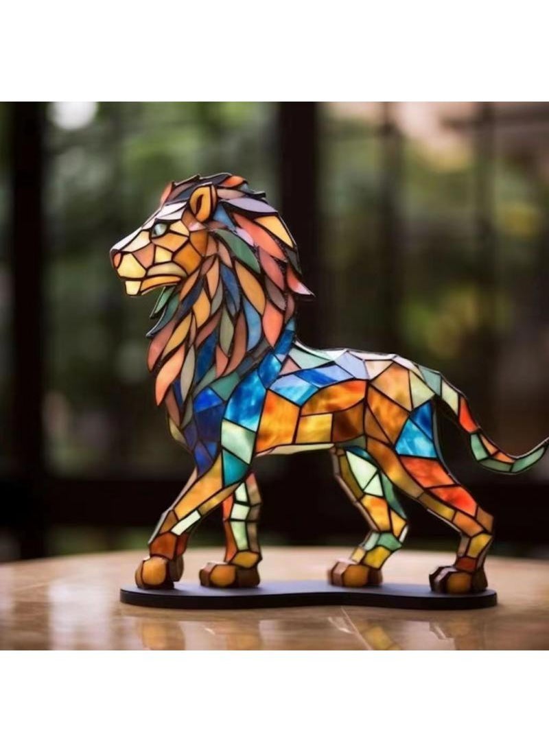 Y&D Wildlife Metal Art Base Desktop Decorations Flat Decorative Ornaments-Lion  - Image 1