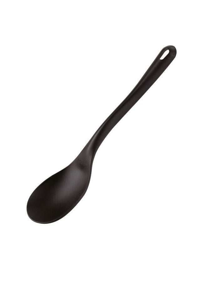 Black Basting Spoon with hanging loop 35cm, PA+ Heat resistant up to 220°C, lightweight, safe for non-stick cookware, dishwasher safe. Italy