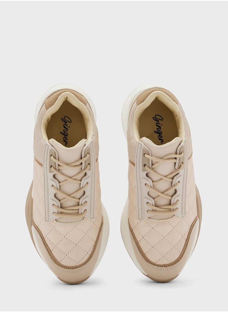 Ginger - Quilted Metallic Trim Sneaker - Image 1