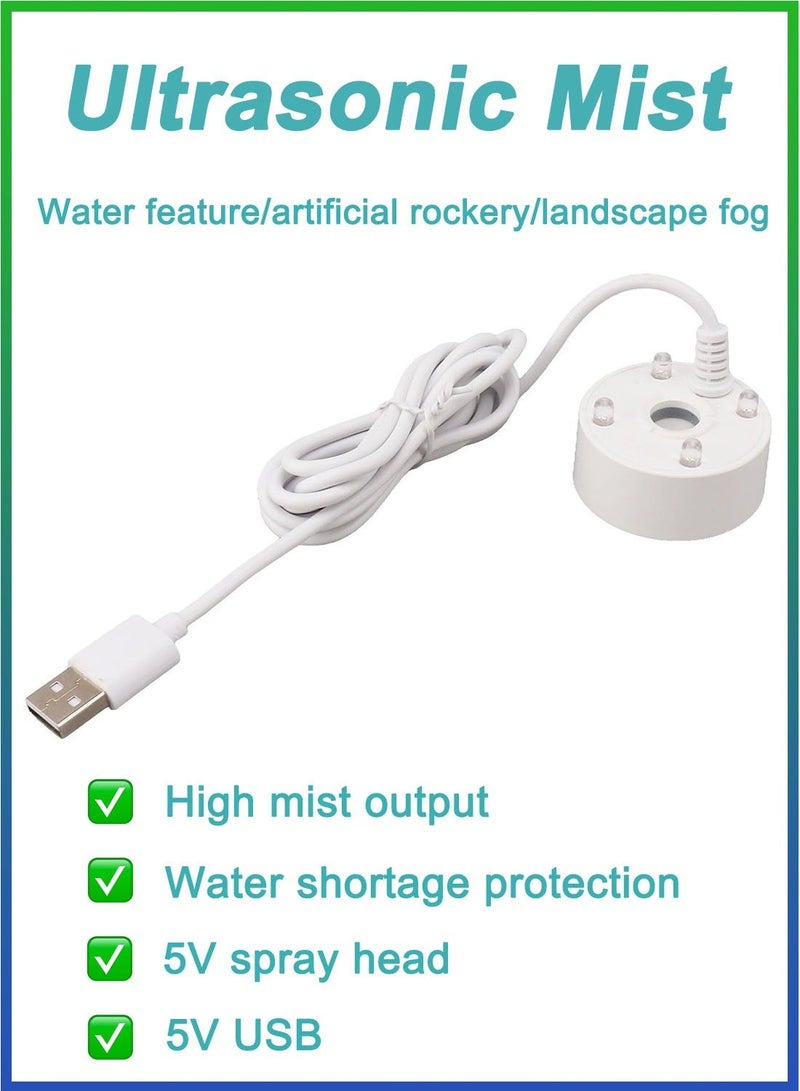 Mist Maker, USB Mist Maker with RGB LED Light, Ultrasonic Mist for Ponds, Wigwams, Fish Tanks, No Heat Eco Friendly Mist Maker, Easy To Use, 5V (White) - Image 1