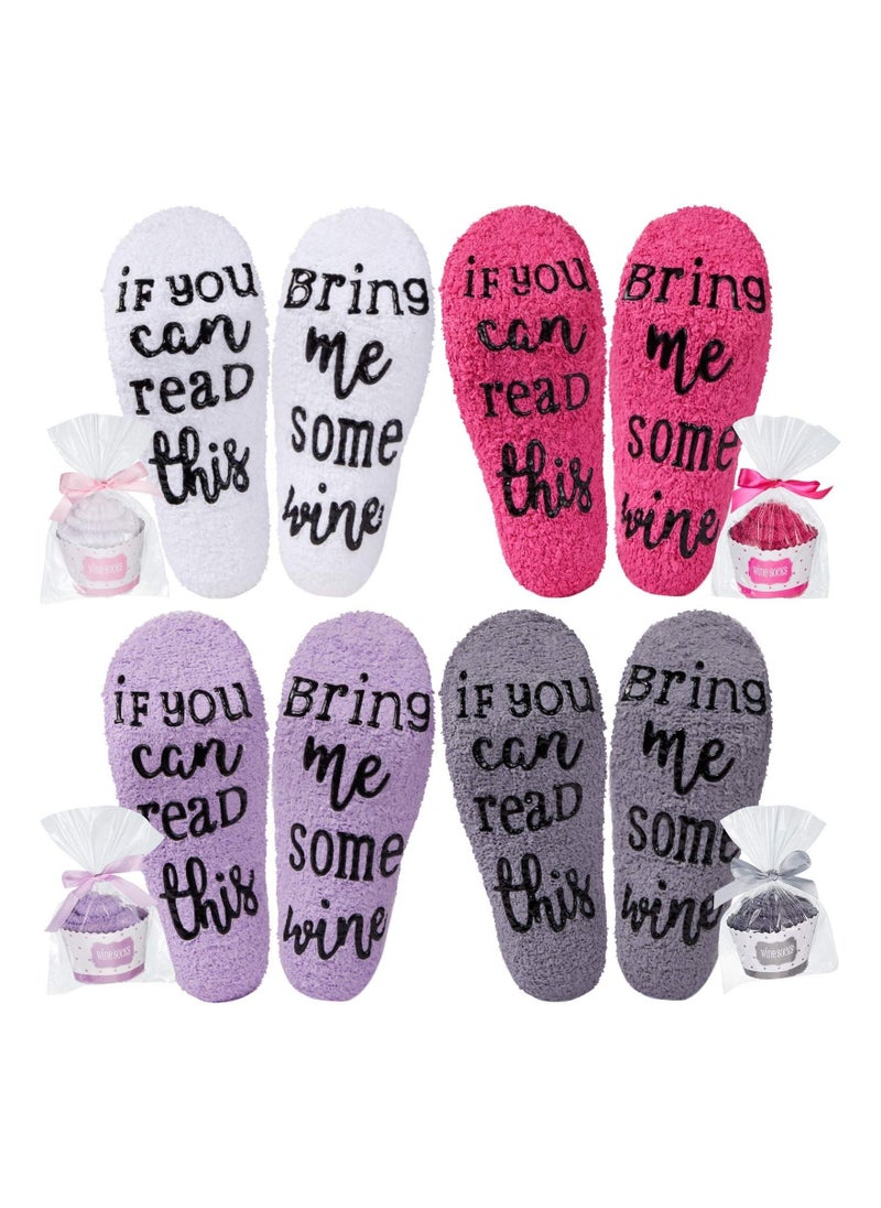Generic - Gift Socks, "If You Can Read This Bring Me Some Wine" with Cupcake Gift Packaging Funny Novelty Luxury (4 Pairs) - Image 1