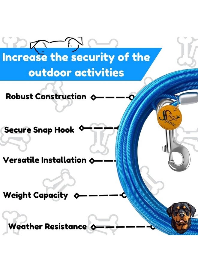 Sage Square Dog Tie Out Cable 10Feet - Heavy Duty Cable, No Tangle, Vinyl Coated Galvanized Leash For Dogs, Training Leash, Surface Protective Layer, Wear-Resistant, Corrosion-Resistant And Durable  - Image 3