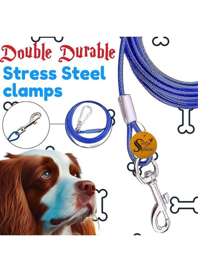 Sage Square Dog Tie Out Cable 10Feet - Heavy Duty Cable, No Tangle, Vinyl Coated Galvanized Leash For Dogs, Training Leash, Surface Protective Layer, Wear-Resistant, Corrosion-Resistant And Durable  - Image 2