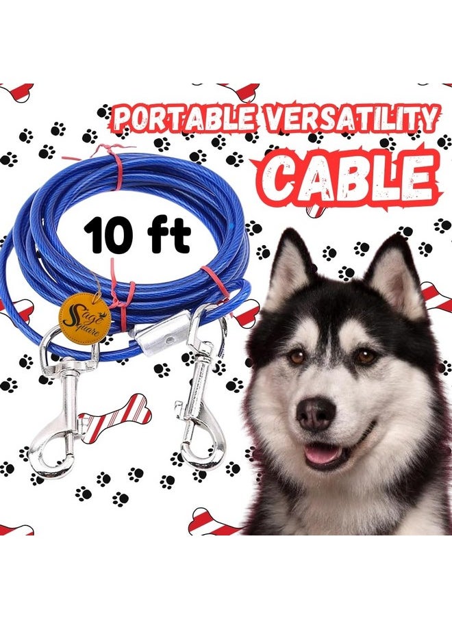 Sage Square Dog Tie Out Cable 10Feet - Heavy Duty Cable, No Tangle, Vinyl Coated Galvanized Leash For Dogs, Training Leash, Surface Protective Layer, Wear-Resistant, Corrosion-Resistant And Durable  - Image 5