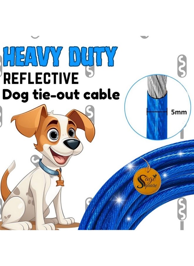 Sage Square Dog Tie Out Cable 10Feet - Heavy Duty Cable, No Tangle, Vinyl Coated Galvanized Leash For Dogs, Training Leash, Surface Protective Layer, Wear-Resistant, Corrosion-Resistant And Durable  - Image 4