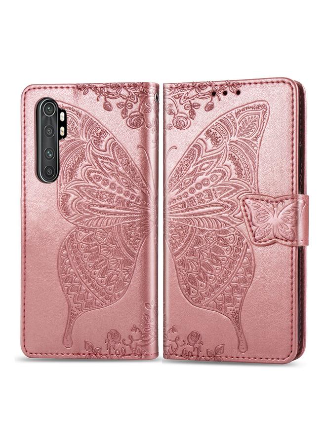 The Bros Case For Xiaomi Note 10 Lite Butterfly Love Flower Embossed Horizontal Flip Leather Case with Bracket / Card Slot / Wallet / Lanyard
