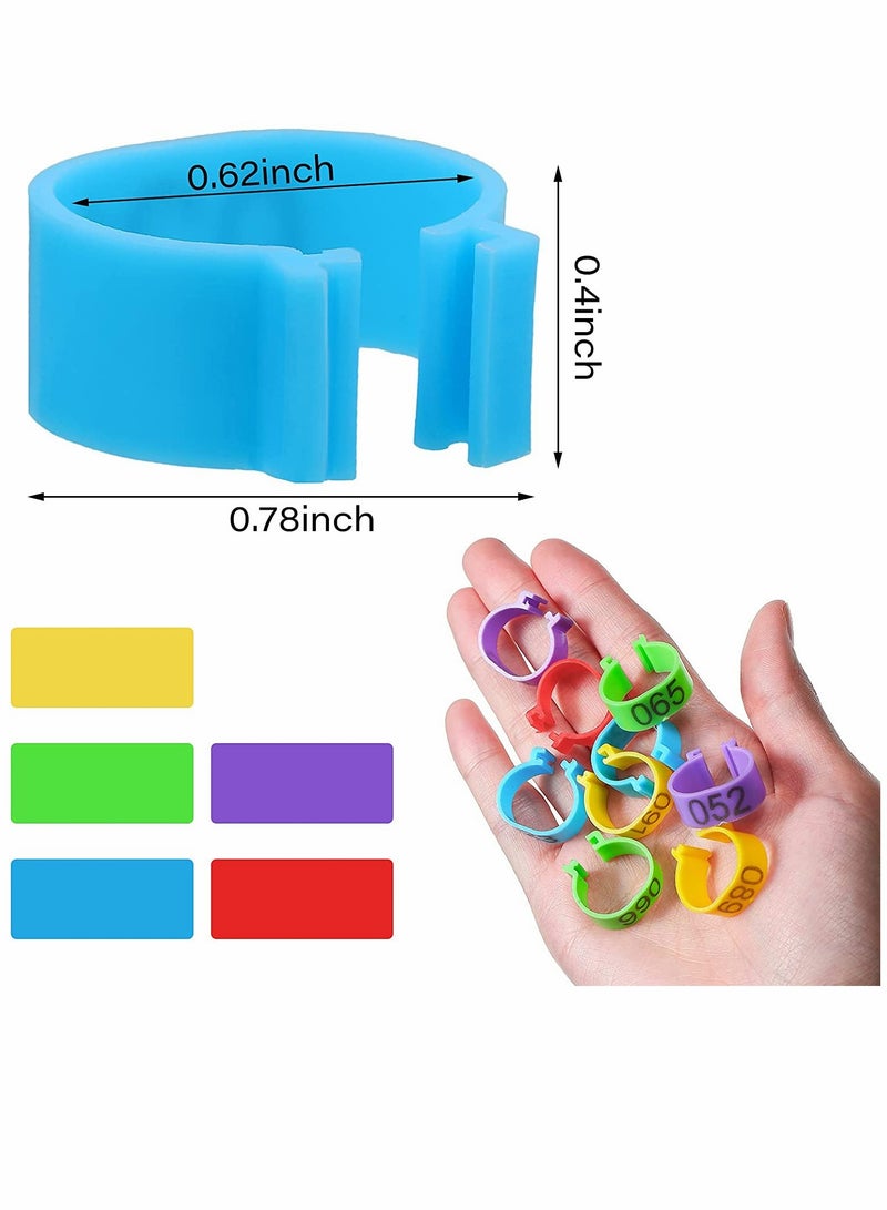 KASTWAVE Chicken Leg Rings, Numbered Chicken Leg Bands, Colorful Poultry Leg Bands, Clip-on Chicken Ankle Rings, for Ducks Chicks Chicken Guinea Pigeons Goose, 100 Pieces, 5 Colors - Image 3