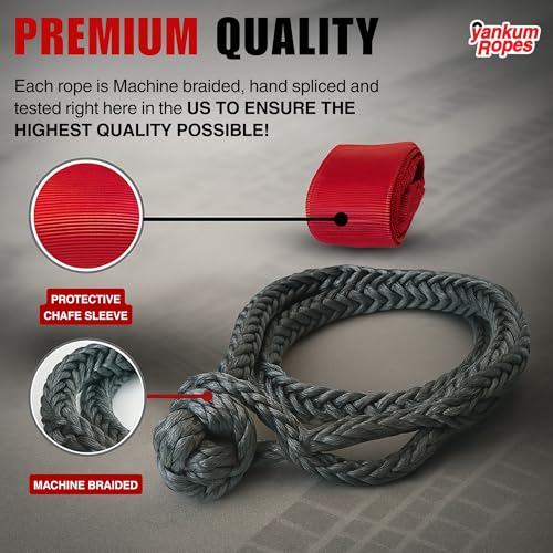 Yankum Ropes Yankum 7/16" Soft Shackle with Red Chafe Sleeve - Synthetic Recovery, Heavy Duty Tow Shackle, Soft Shackles for Towing, Off-Road Recovery Gear, Made in USA - Image 5
