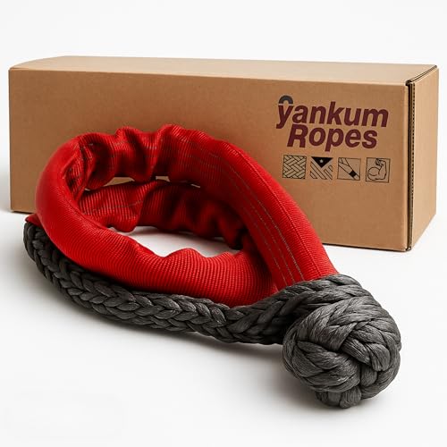 Yankum Ropes Yankum 7/16" Soft Shackle with Red Chafe Sleeve - Synthetic Recovery, Heavy Duty Tow Shackle, Soft Shackles for Towing, Off-Road Recovery Gear, Made in USA - Image 1