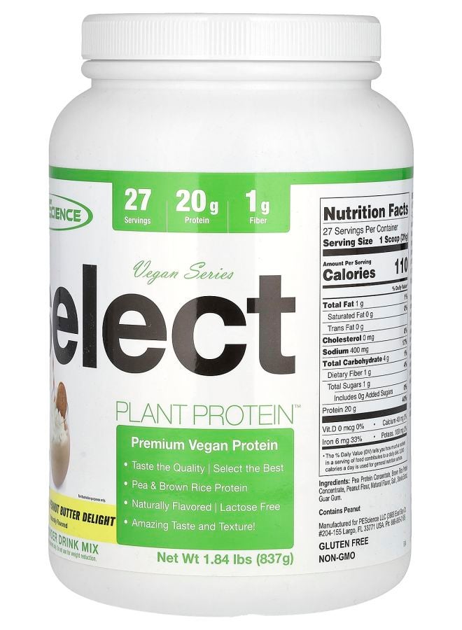 PEScience Vegan Series Select Plant Protein Peanut Butter Delight 1.84 lbs (837 g) - Image 2