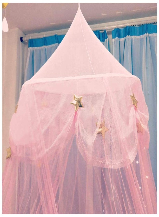 NYDECOR Mosquito Net Canopy Bed Curtains Dome Princess Stars Bed Reading Tent for Girls Kids Single Twin Full Queen Size Bed, Room Decor(Pink) - Image 2
