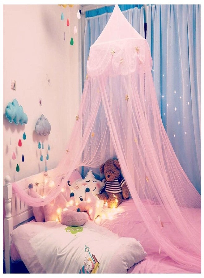 NYDECOR Mosquito Net Canopy Bed Curtains Dome Princess Stars Bed Reading Tent for Girls Kids Single Twin Full Queen Size Bed, Room Decor(Pink) - Image 1