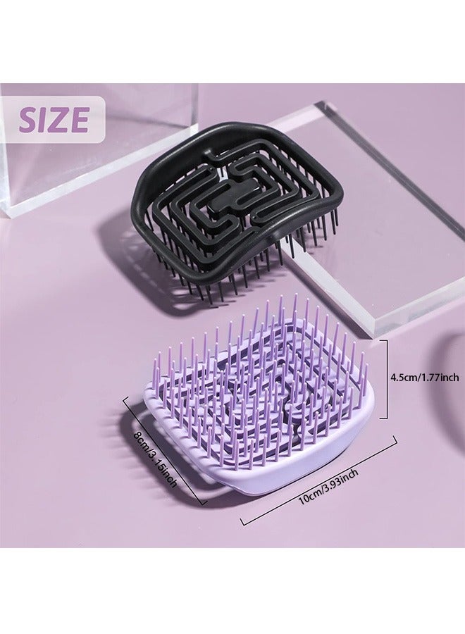 2 قطعة فرشاة شعر فك تشابك الشعر المضادة للكهرباء الساكنة ، مشط تصفيف الشعر المرن الناعم Oneleaf ، فرش فرد الشعر (أرجواني ، أسود) - Image 2